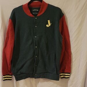 Jameson Two-Tone Green and Red Varsity Bomber Jacket